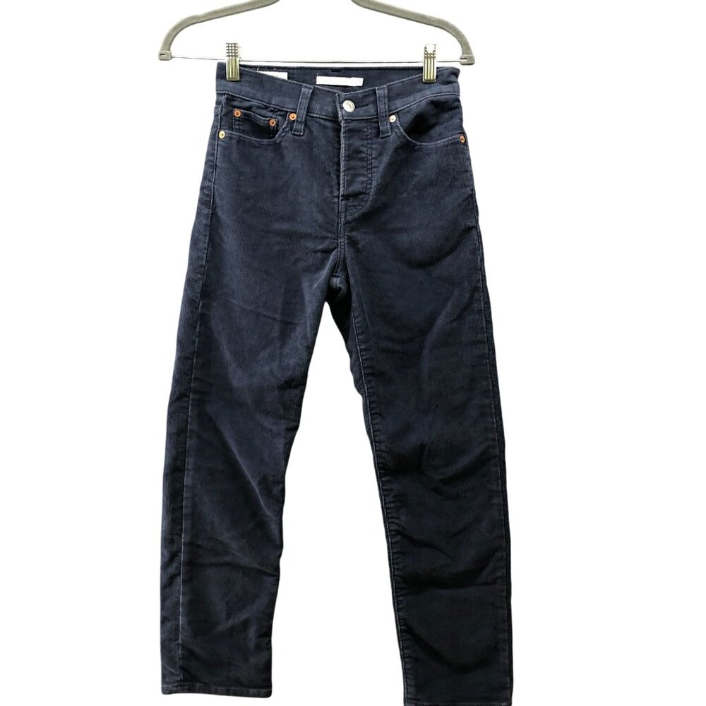 Levi's Wedgie Straight Corduroy Jeans Womens 24 Blue Button Fly 5 Pocket